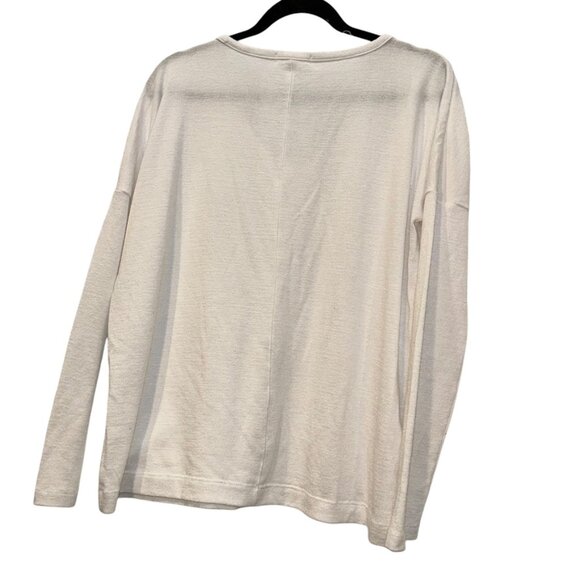 rag & bone off white cotton v-neck drop shoulder knit top L - Picture 3 of 3